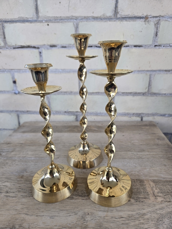 Vintage Other - Twisted Brass Candle Holders